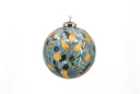 Gold Etched Blue Leaf Ornament