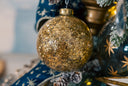 Glittered Gold & Clear Glass Ornament