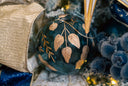 Gold Etched Blue Leaf Ornament