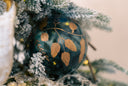 Gold Etched Blue Leaf Ornament