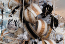 White Velvet Ribbon w/ Jeweled & Gold Art Deco Center