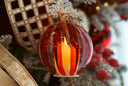 Light Up Red Stripe & Clear Glass Ornament