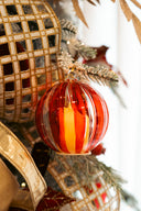 Light Up Red Stripe & Clear Glass Ornament