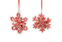 Red & White Handcrafted Clay Candy Snowflake Ornament (Set of 2)