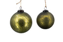 Olive Green Crackled Glass Ornament