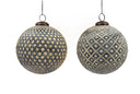 Antique Gold Embossed Glass Ornament (Set of 2)