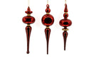 Red & Gold Glitter Glass Finial Ornaments (Set of 3)