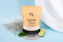 Package of Velvet Powder with decorative elements on a blue background