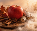 Noble Apple fragrance notes with matching visuals: Crisp Apple, Warm Spice, Birchwood, & Musk.